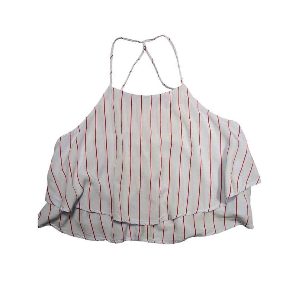 Forever 21 Tank Women's Small Baby Blue Red Stripe baseball‎ flowy EUC